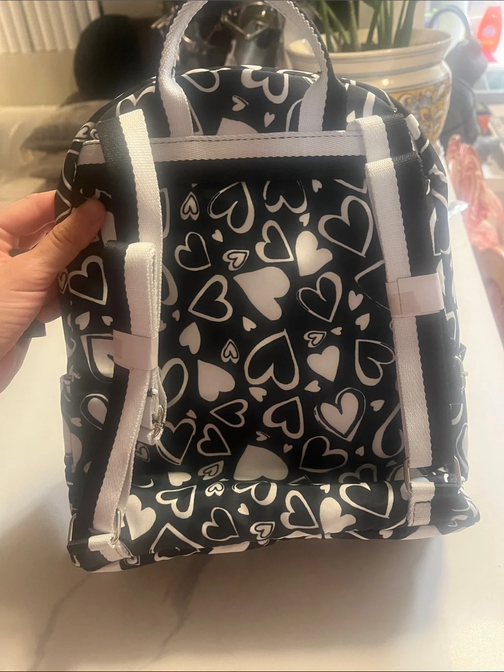 NWT Brighton Black & White Heart Print Backpack